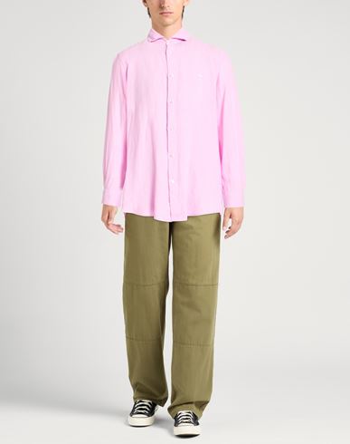 Man Shirt Pink Size 4XL Linen
