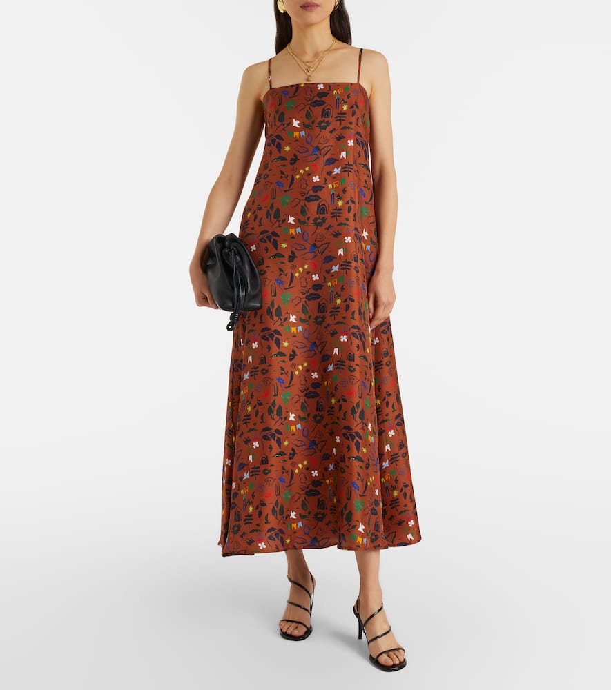 Melfi printed silk twill midi dress