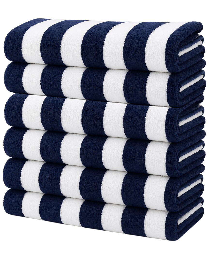 6-Pack Cabana Striped Terry Cloth Beach Towels