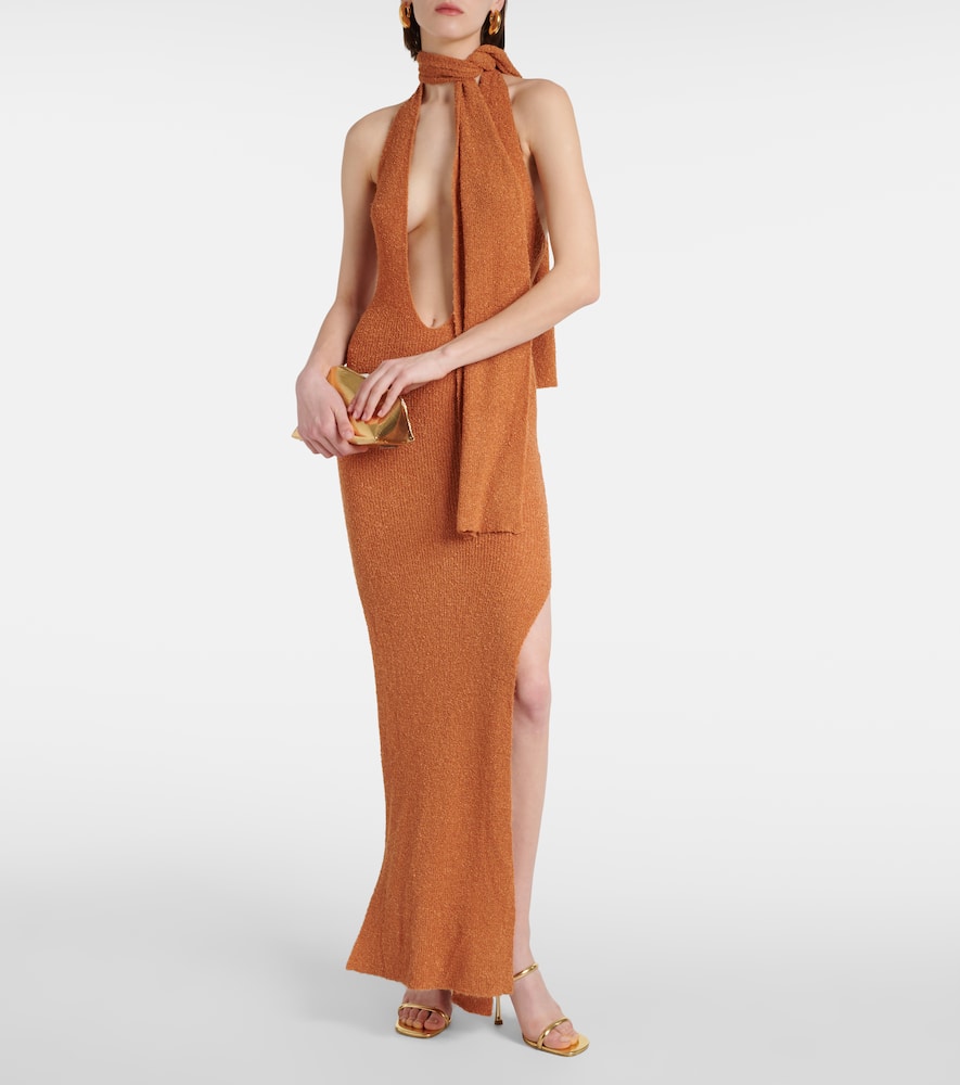 Aya Muse Alula belted lamé maxi dress