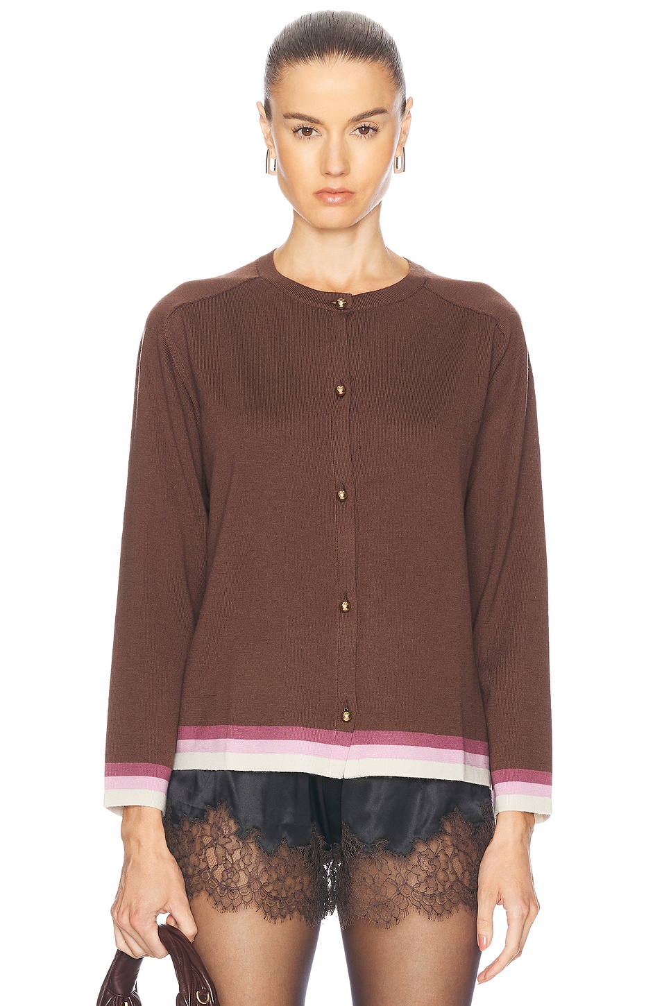 BODE Fairground Cardigan in Brown Multi - Brown.  S also in