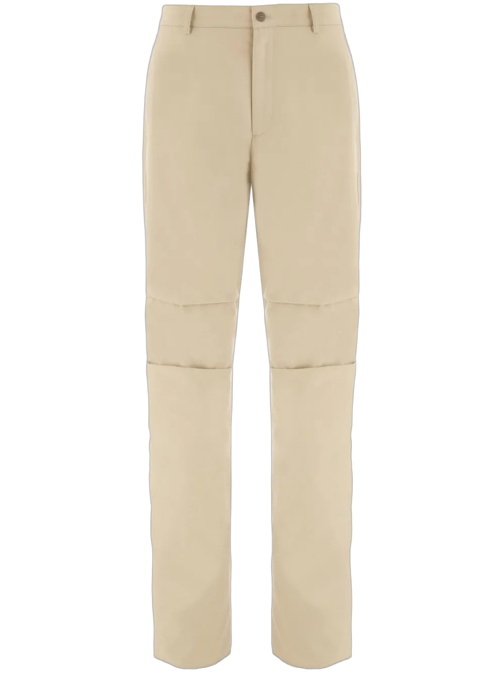 Logo-Patch Cotton Cropped Trousers — Beige
