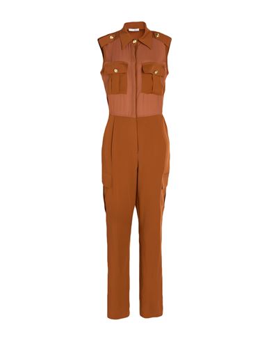 Woman Jumpsuit Brown Size M Polyester, Elastane