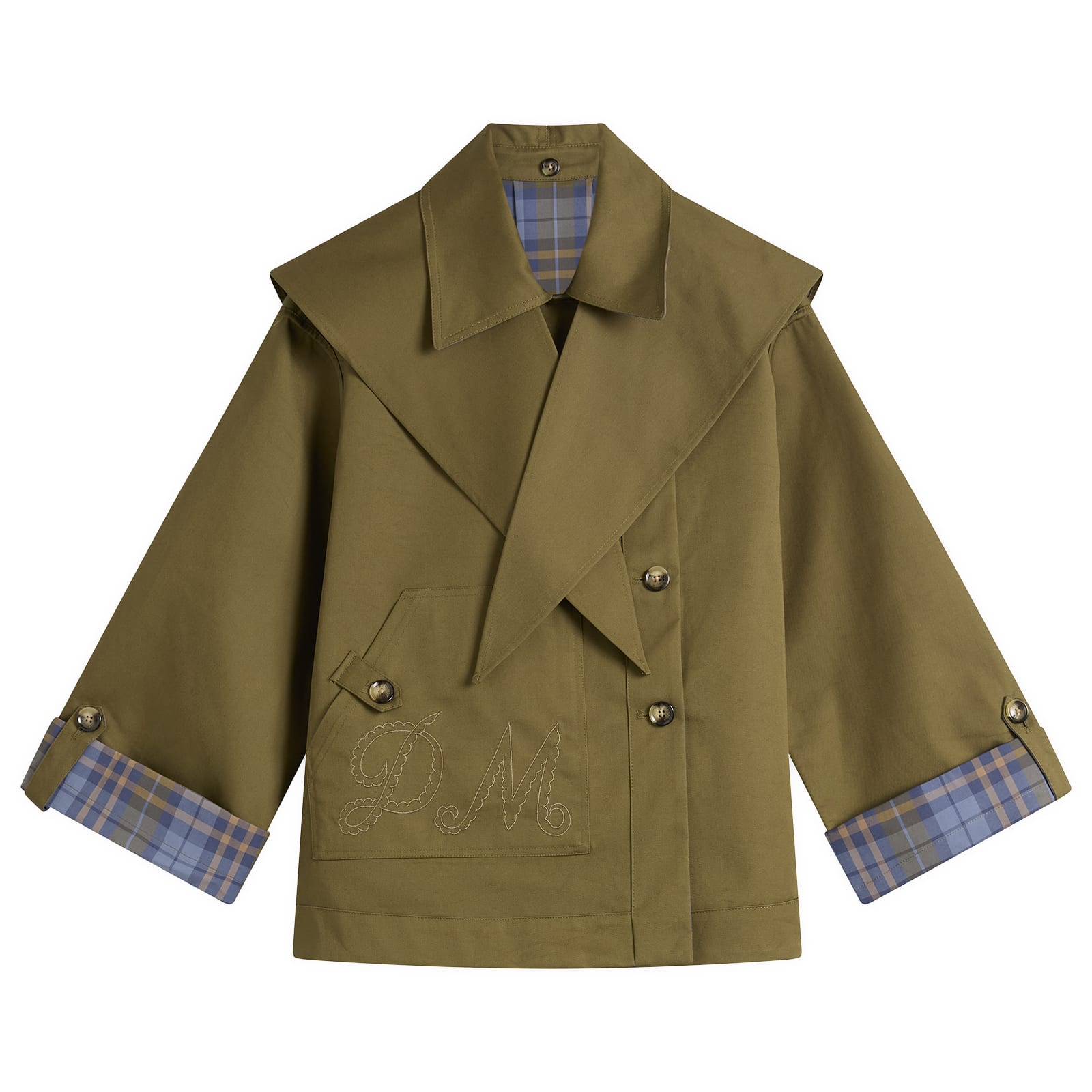 Women's Reversible Jerry Crop Trench Coat Olive