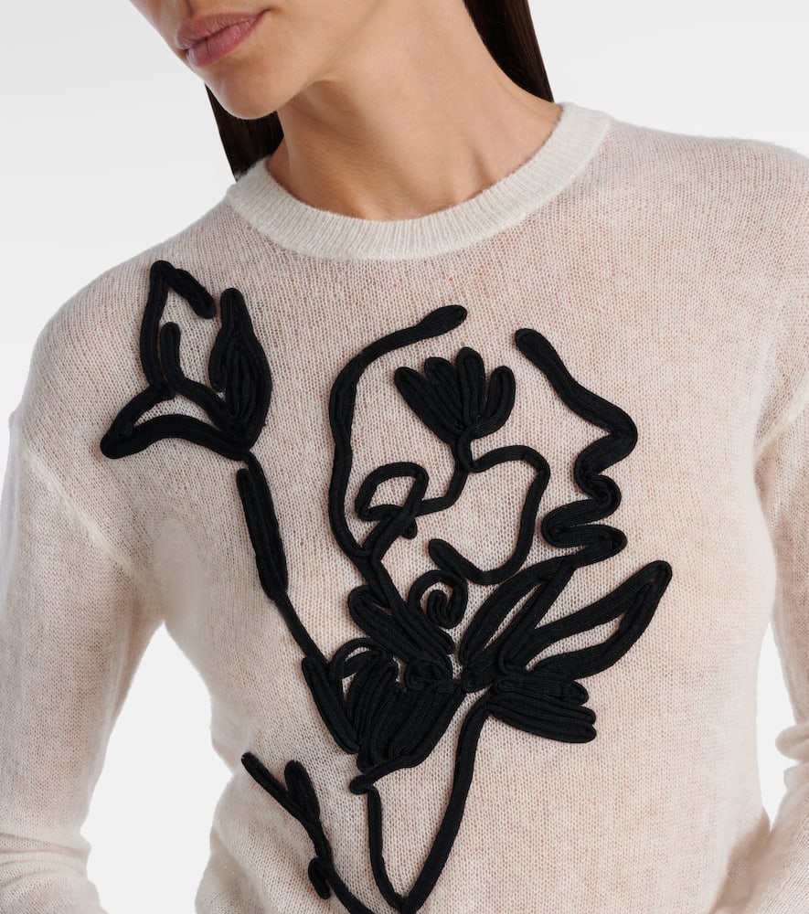 Embroidered alpaca and wool-blend sweater