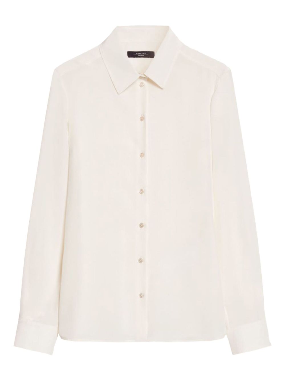 Point-collar gathered-cuff shirt - White