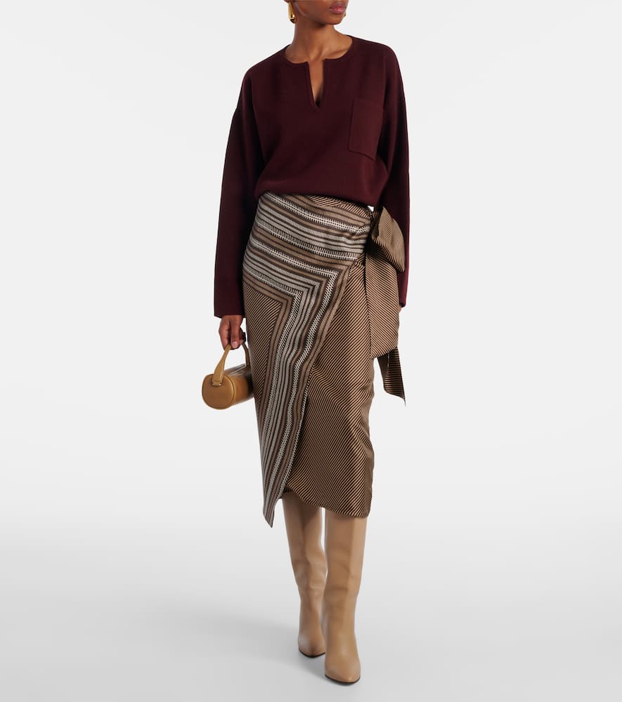 Edro striped silk wrap skirt
