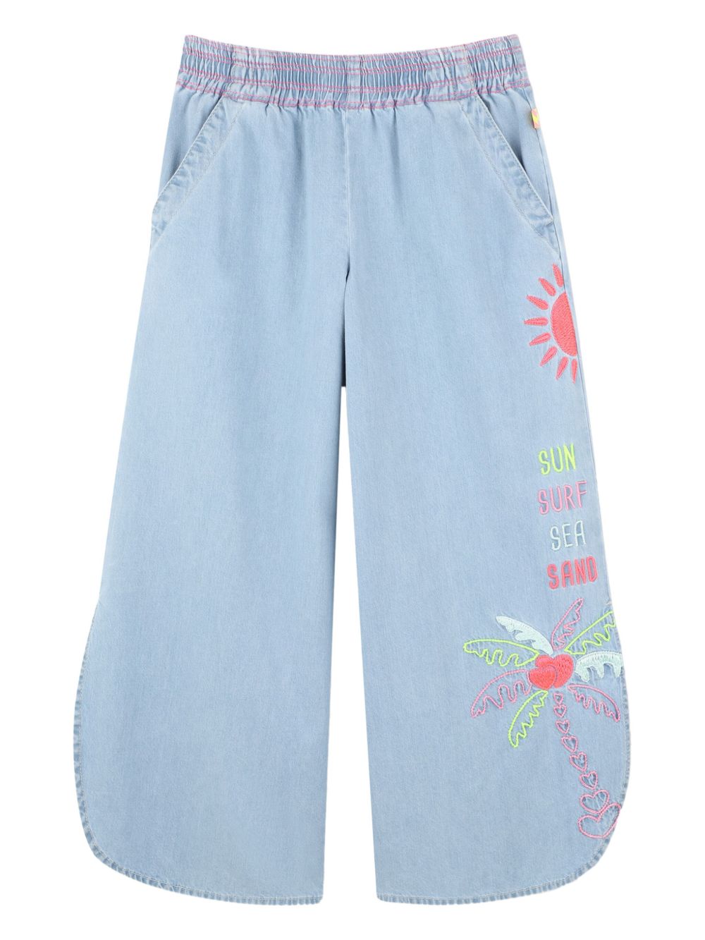 Embroidered wide-leg jeans - Blue
