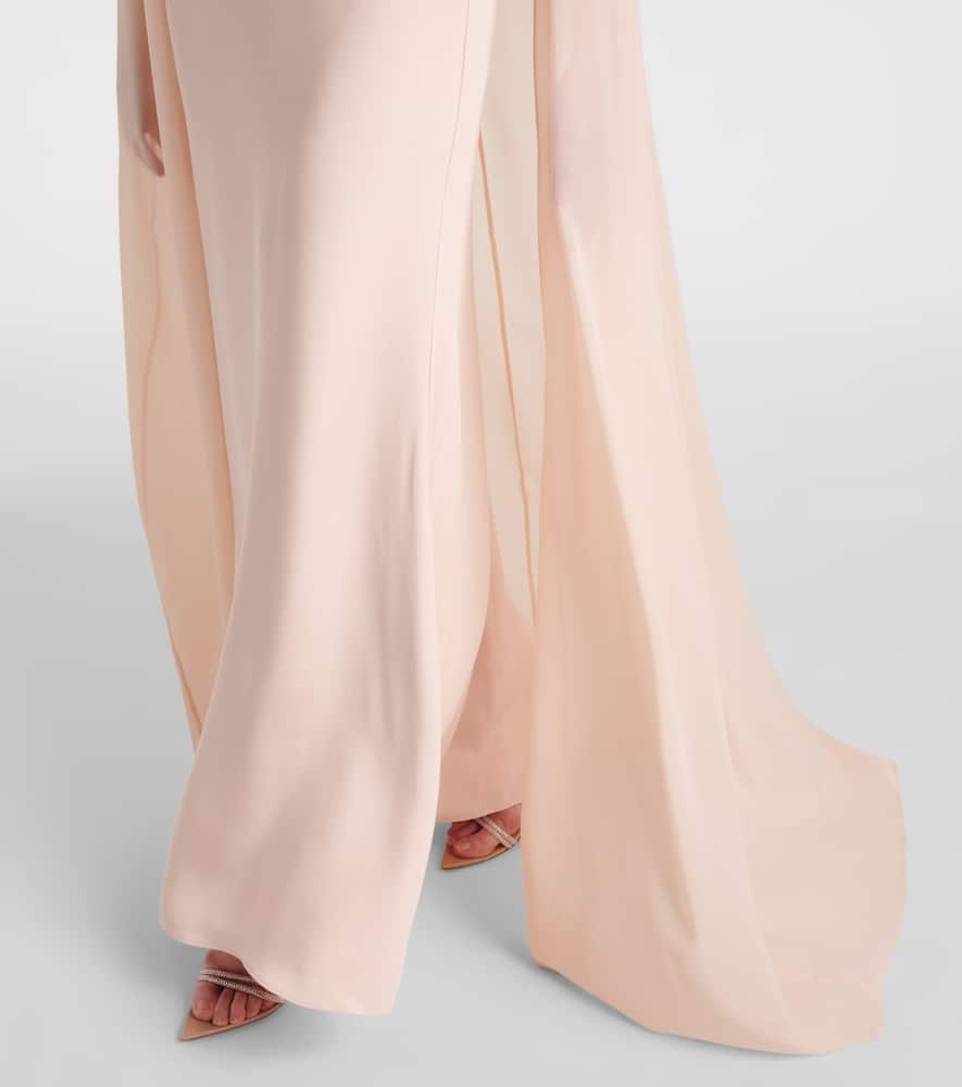 Roland Mouret Embellished caped silk chiffon gown