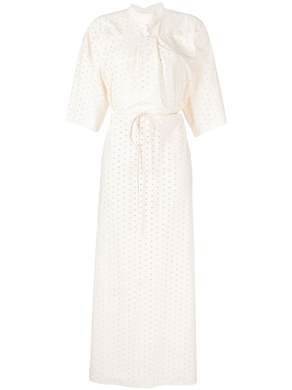 Bloom perforated midi dress - White