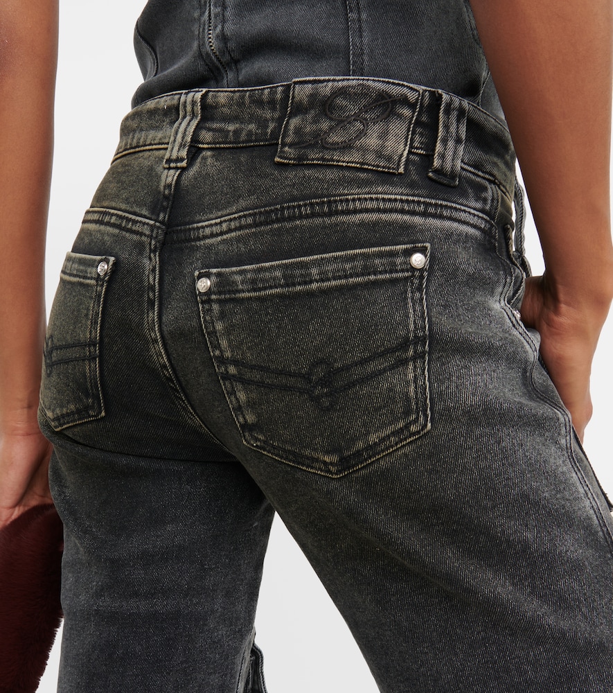 Low-rise denim cargo pants