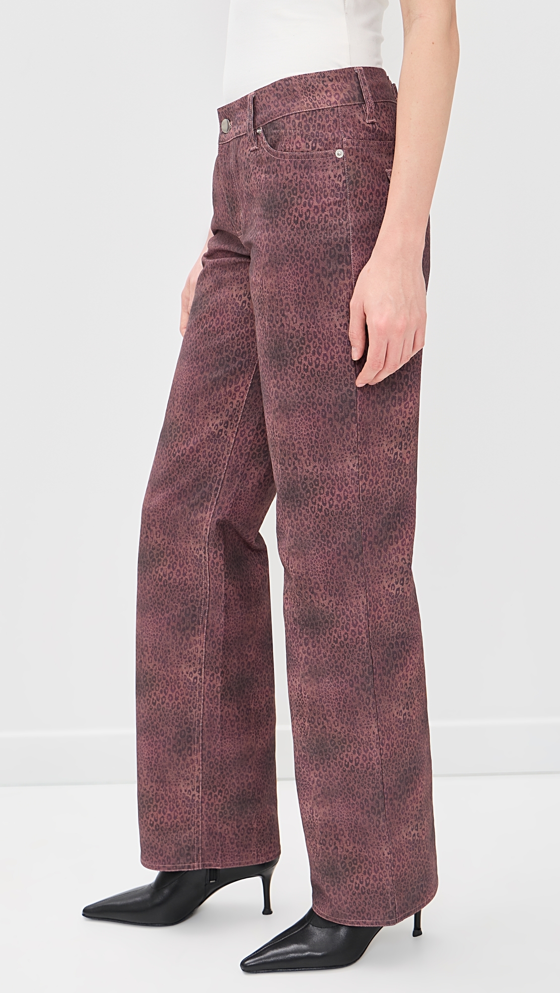Cicely Straight Leg Trousers Red Leopard