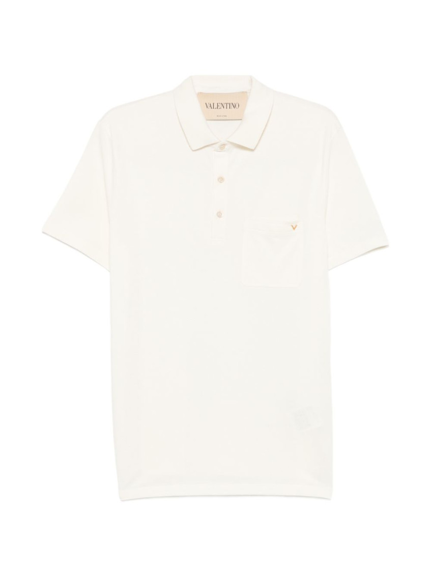 Off White Solid Shirt Collar Polo