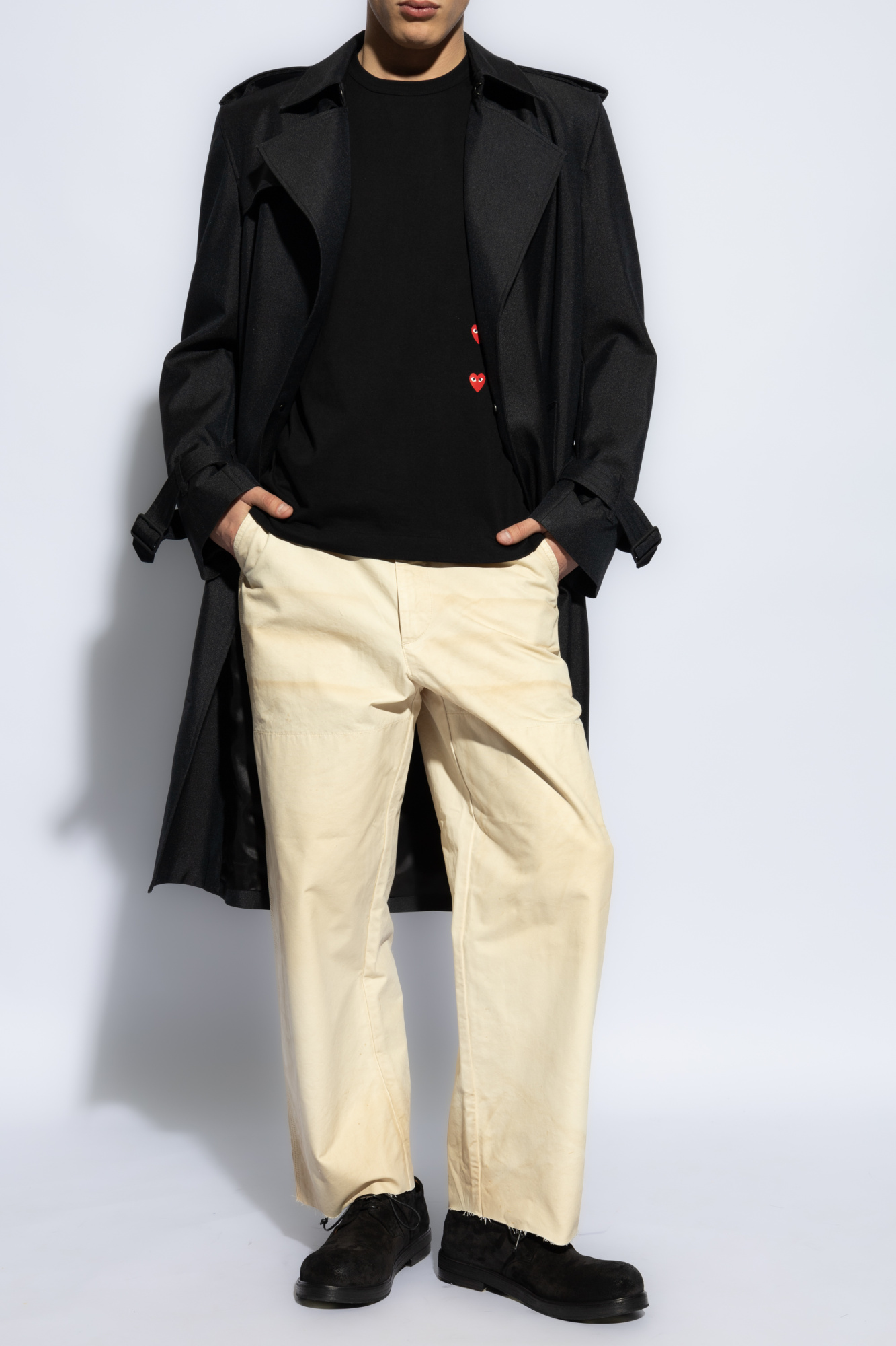 Trousers With Pockets, Men's, Cream