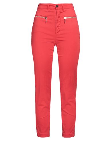 Woman Pants Red Size 26 Cotton, Elastane