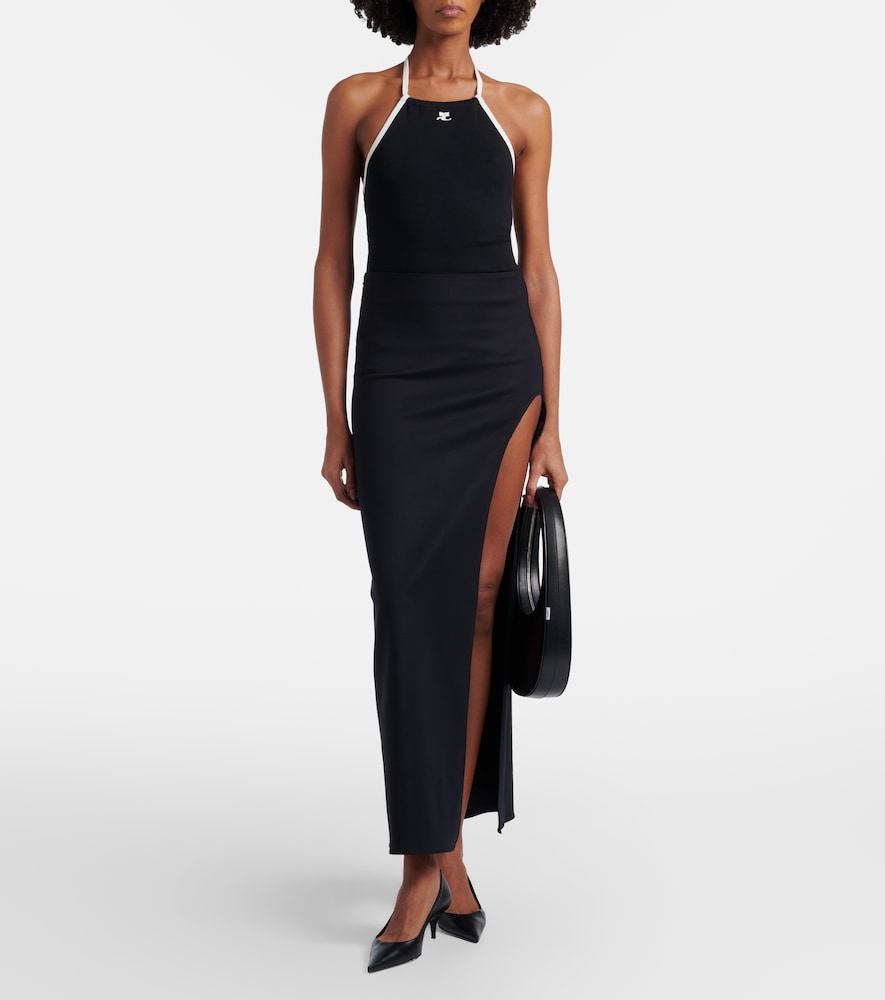 Courrèges Logo tie-back cotton halterneck top