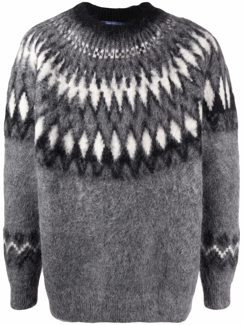 Geometric-print knitted jumper - Grey