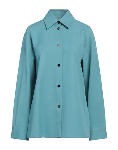 Jil Sander Woman Shirt Turquoise Size 4 Wool