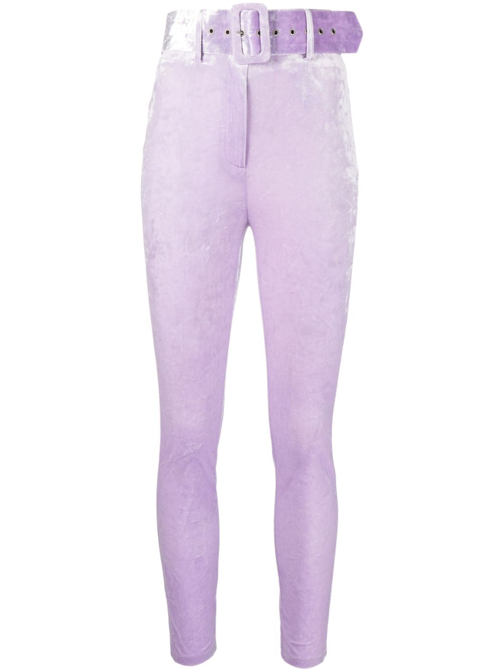 Belted high-waist trousers - Purple