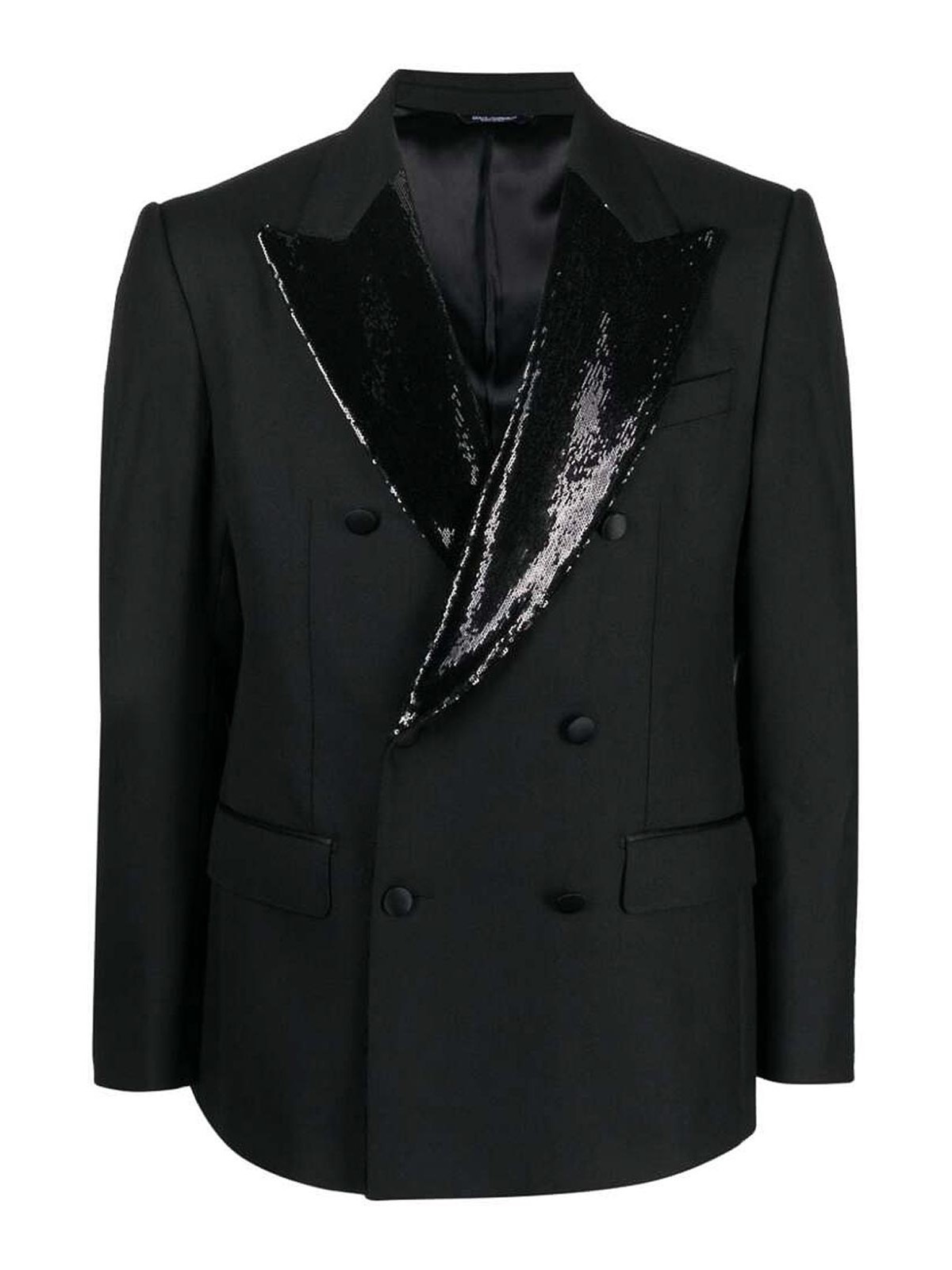 Sequin-lapel double-breasted blazer