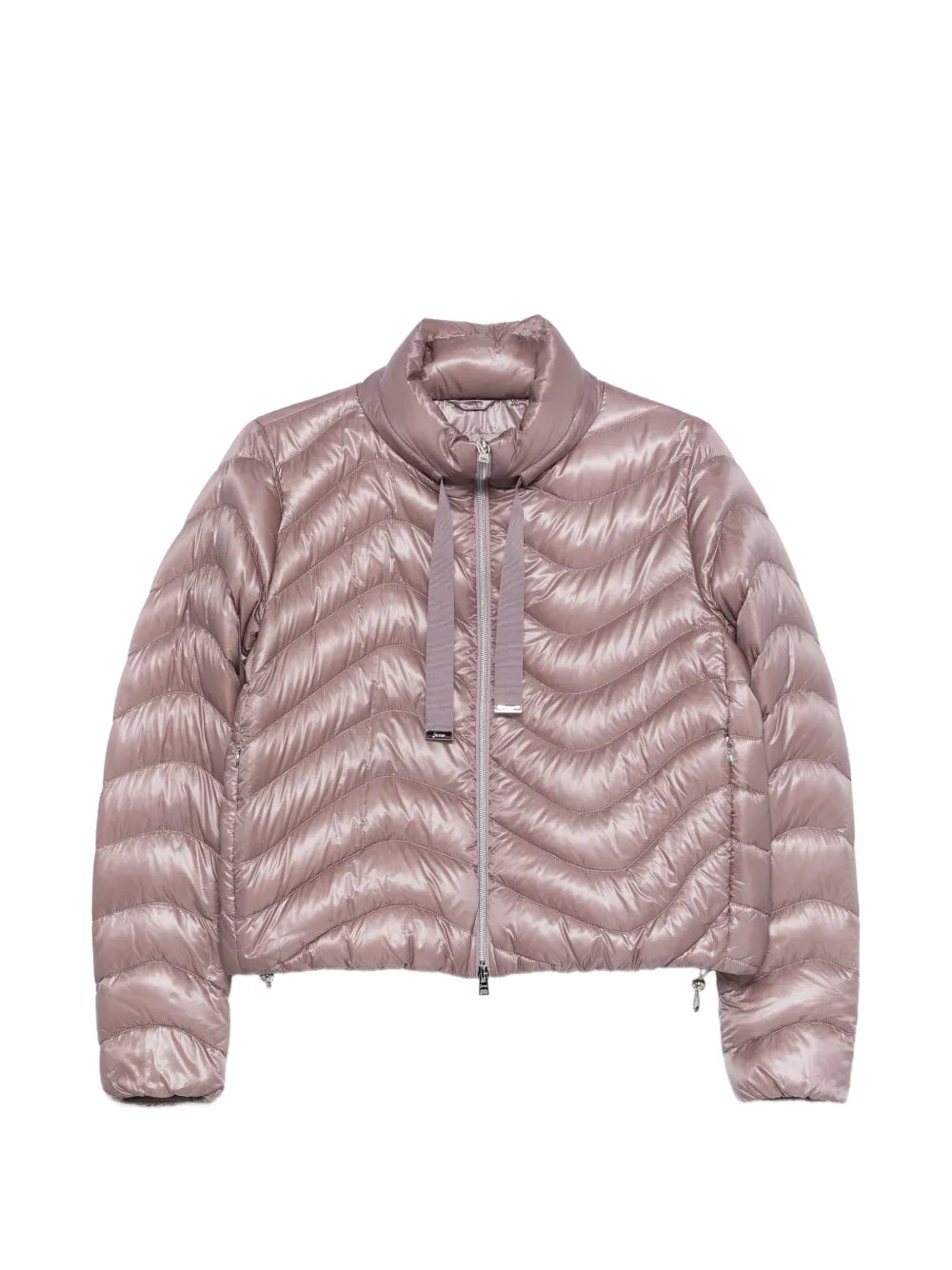 Chevron-Quilted Down Jacket — Mauve