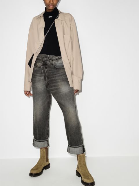Stonewashed straight-leg jeans