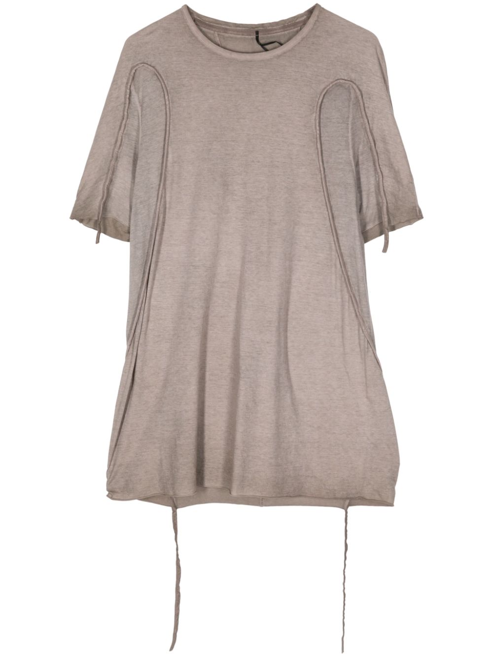 Draped-detail cotton T-shirt - Neutrals