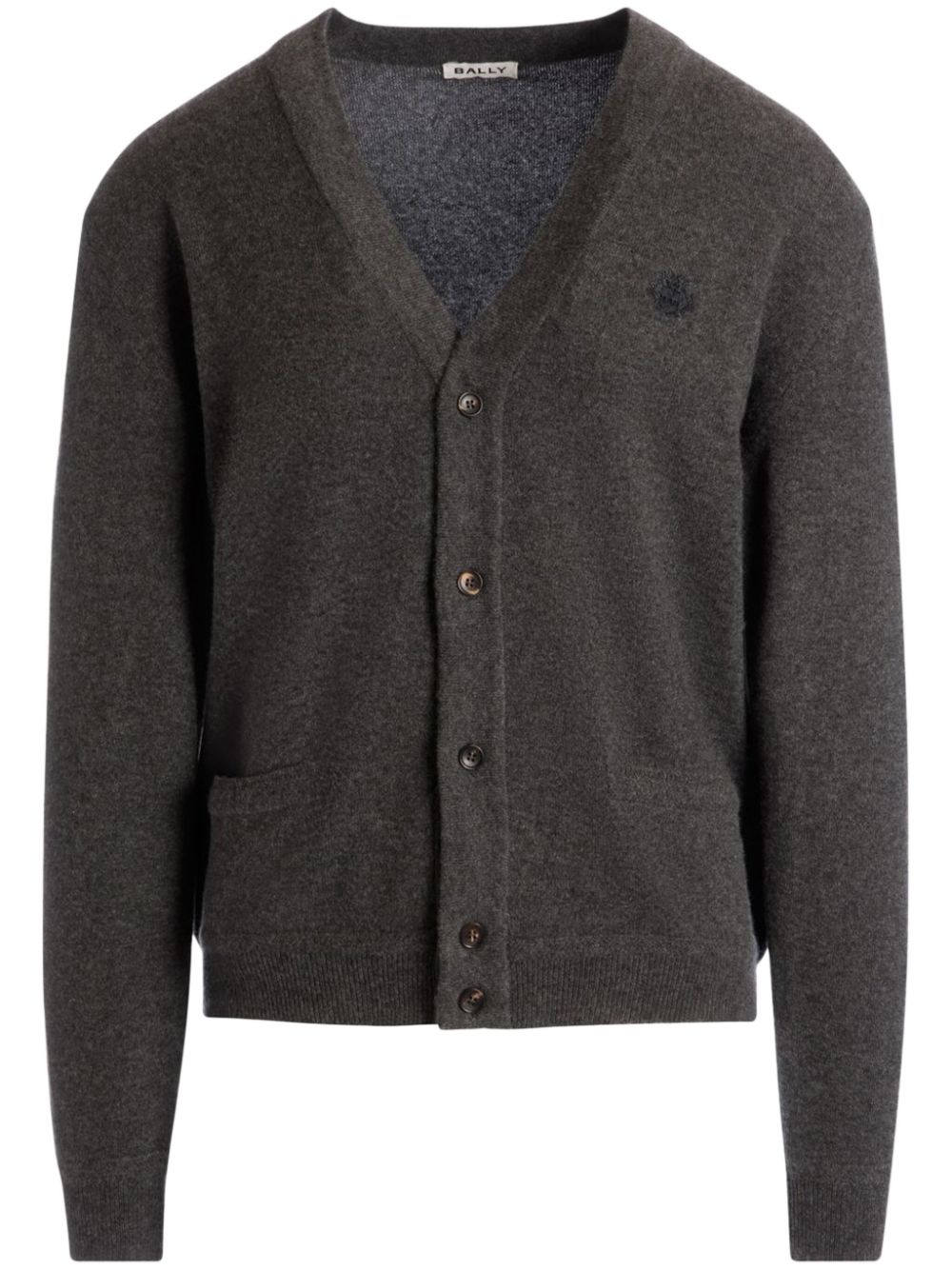 Embroidered-logo cardigan - Grey