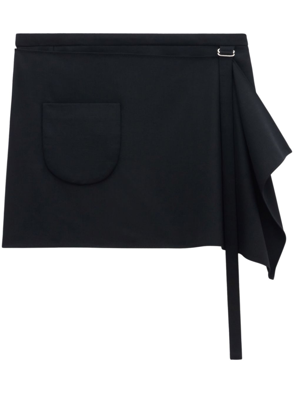 Draped-detail wool miniskirt - Black