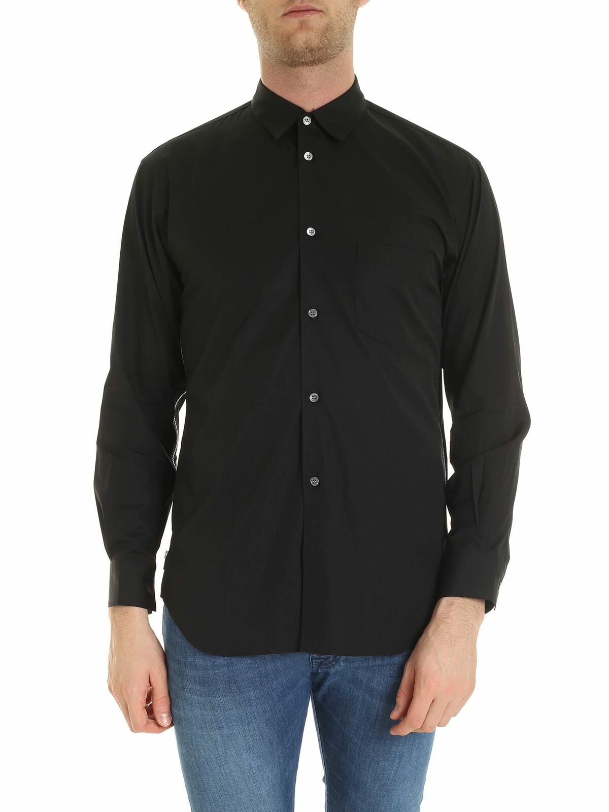 Side zip shirt in black