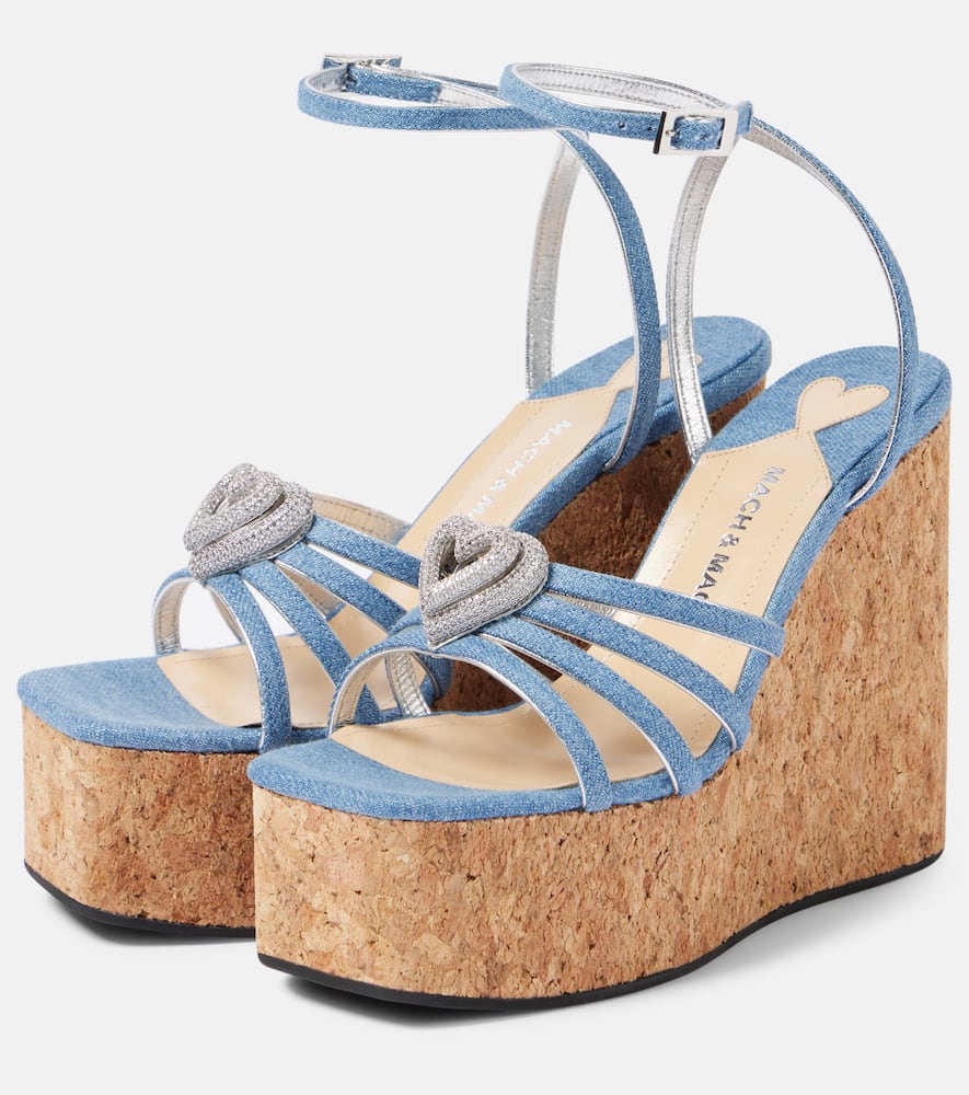 Double Heart denim wedges
