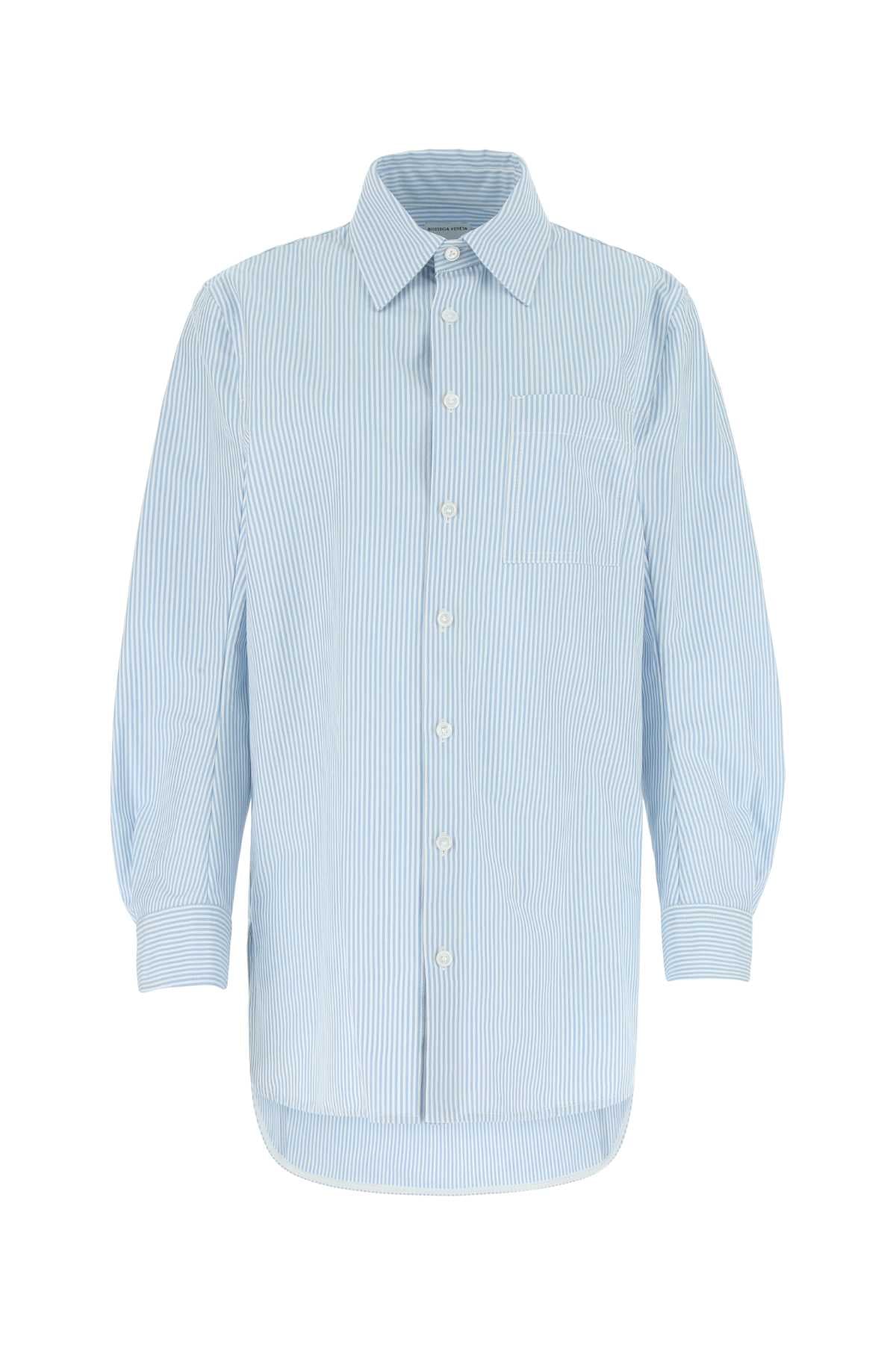 Striped Cotton Oversize Shirt — Blue