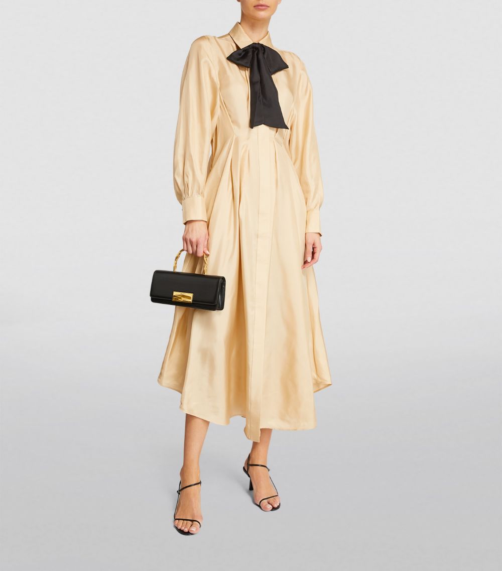 Silk Draped Shirt Dress