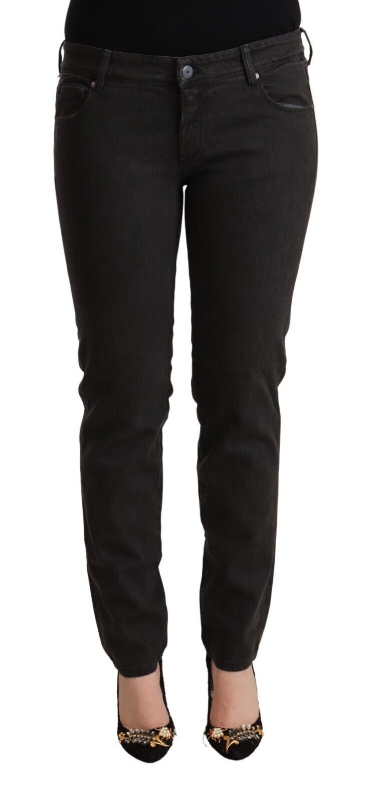 Low Waist Skinny Denim Jeans — Black