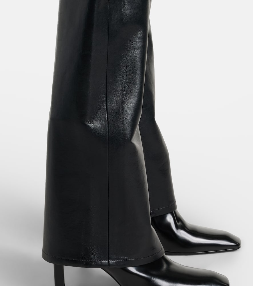 Mid-rise leather-blend bootcut pants