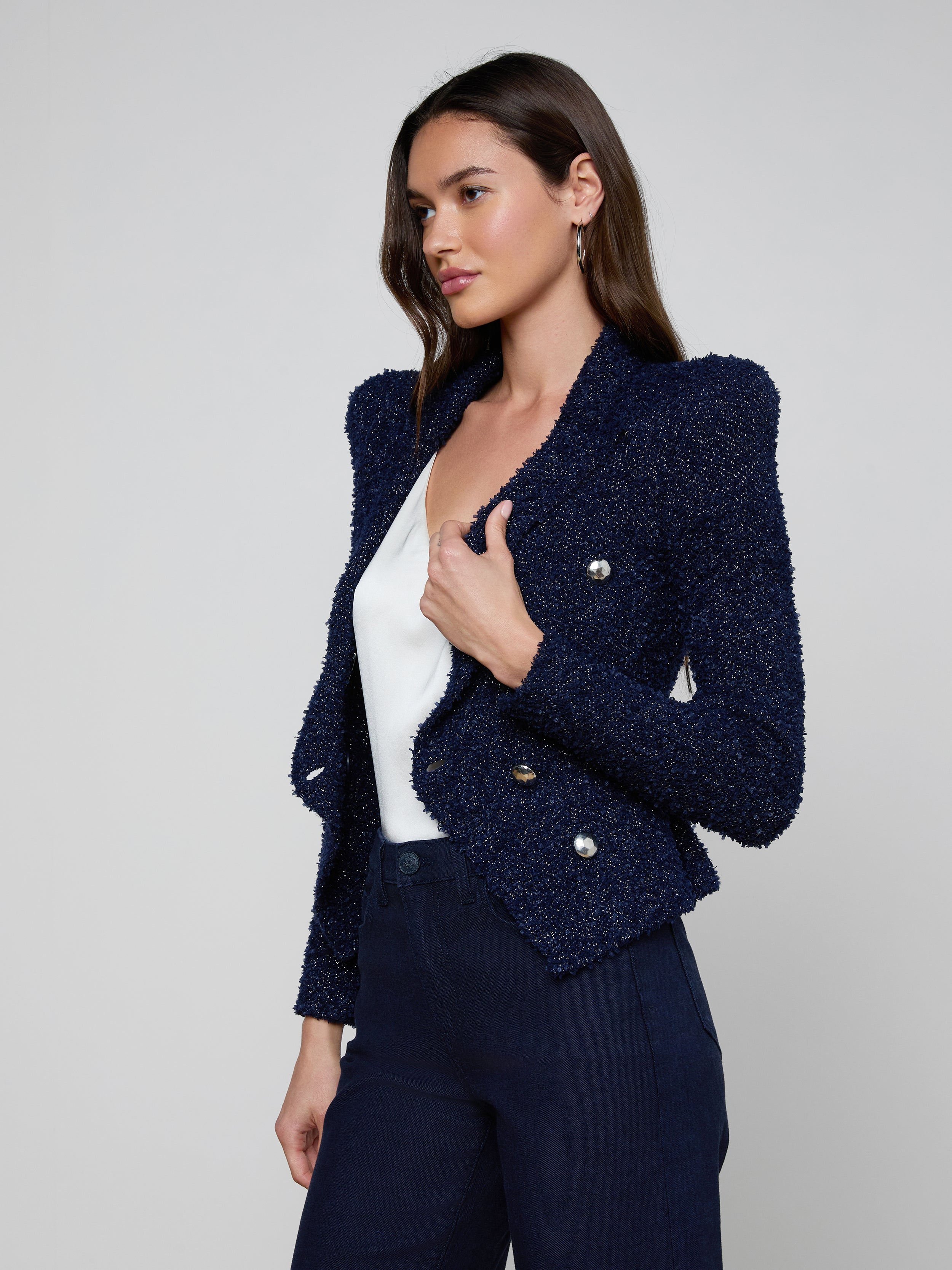 Bethany Knit Blazer In Midnight/nickel