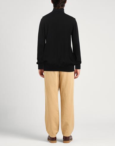 Alpha Studio Man Turtleneck Black Size 36 Merino Wool, Ovine leather