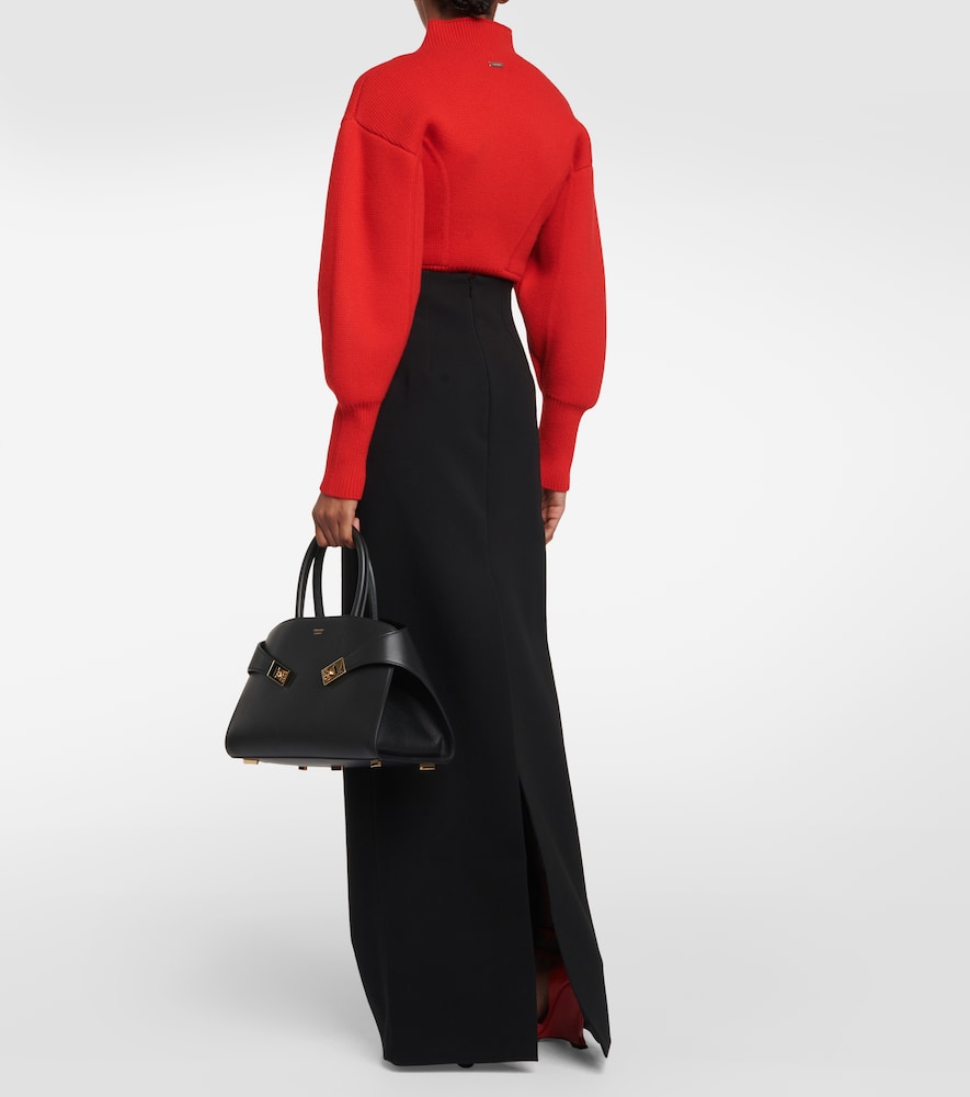 High-rise wool-blend maxi skirt