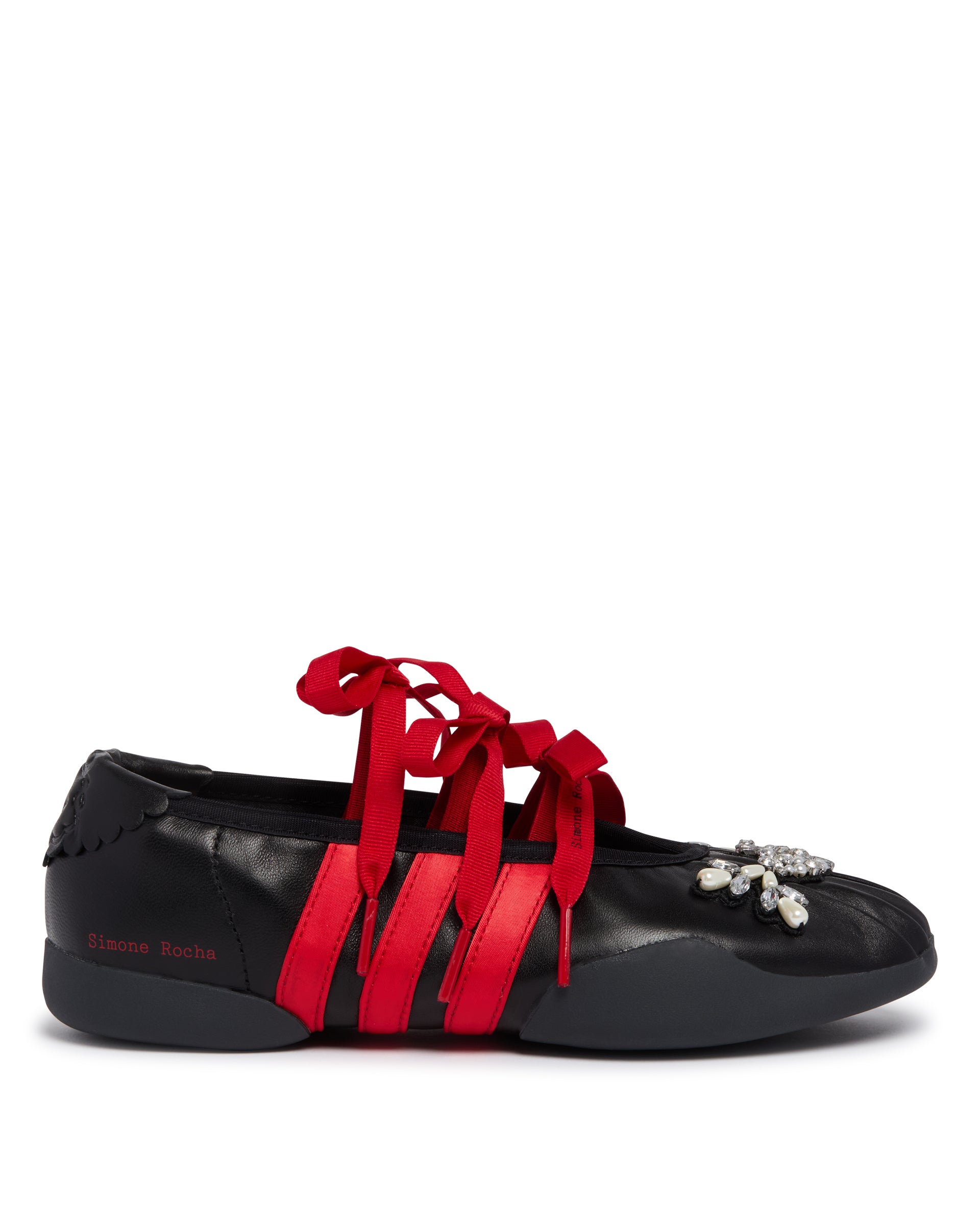 Simone Rocha x Black Embellished Ballerina Flats