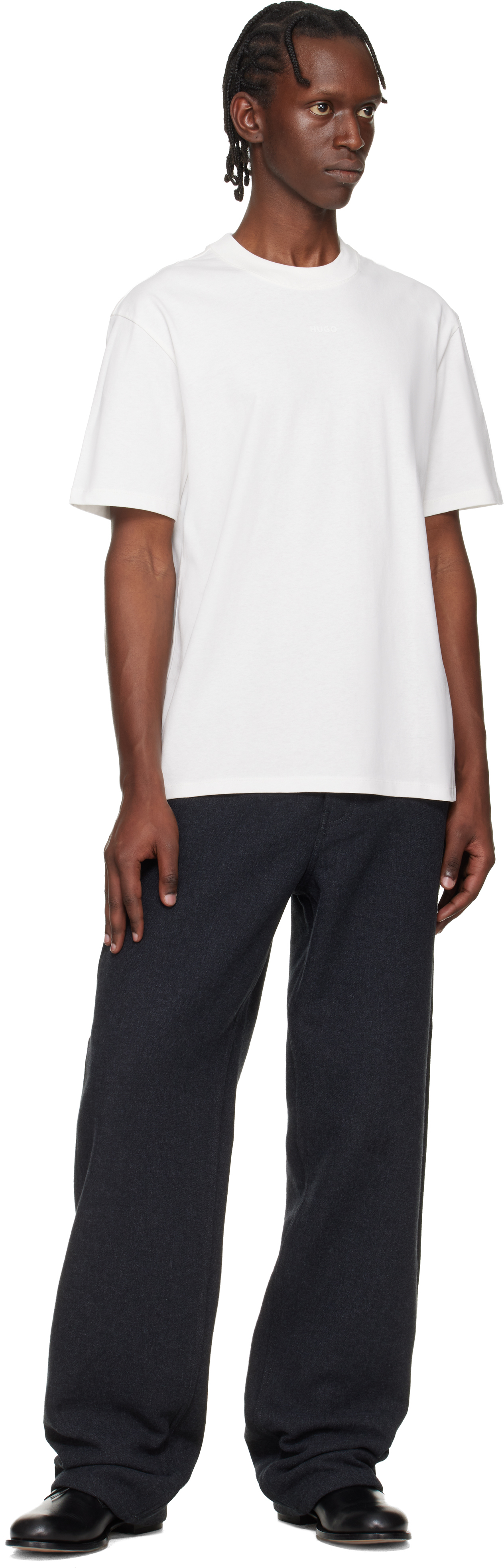 White Relaxed-Fit Logo-Print T-shirt