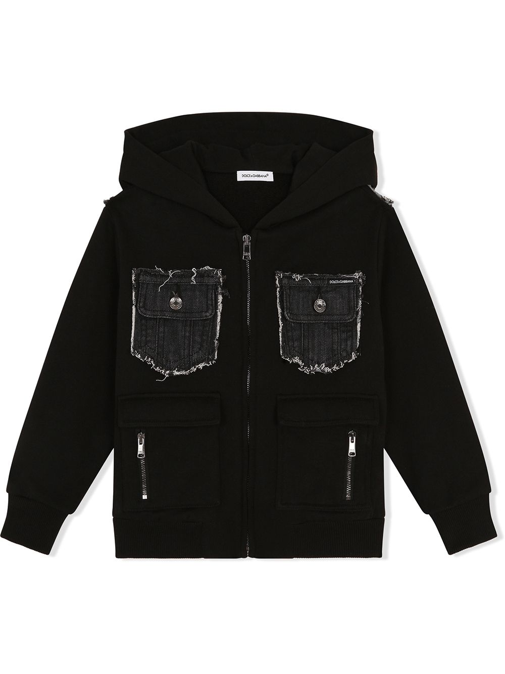 Panelled stretch-cotton hoodie - Black