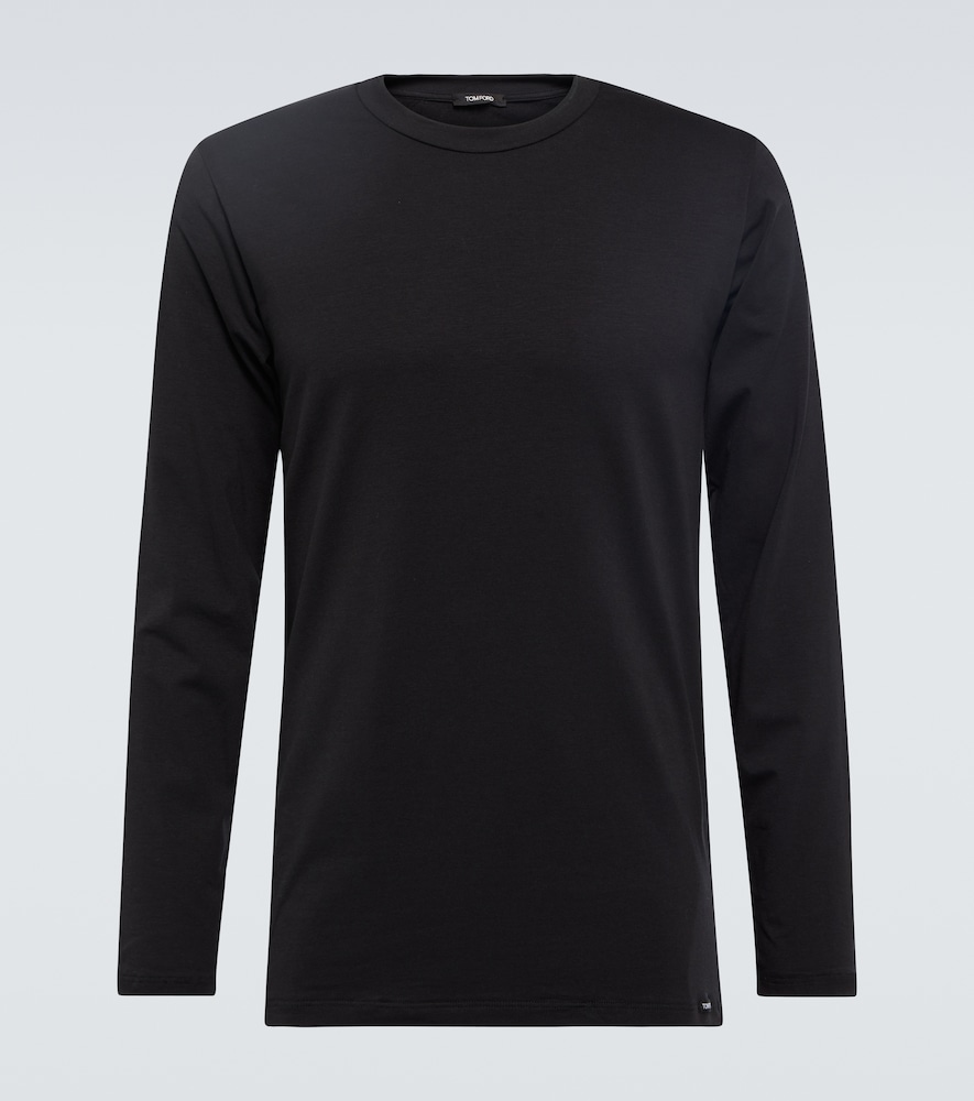 Long-sleeve cotton-blend T-shirt