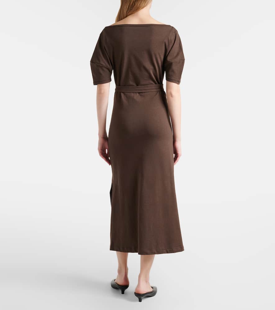 Cotton and linen jersey midi dress