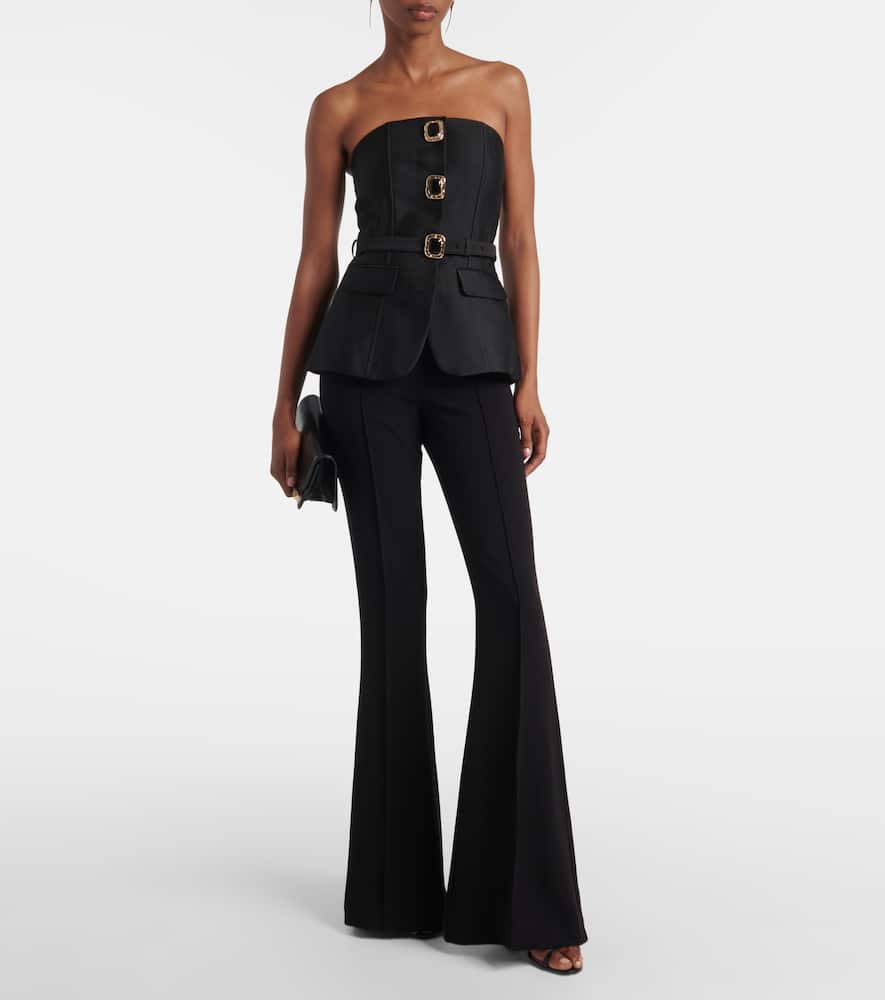 Embellished strapless taffeta jumpsuit