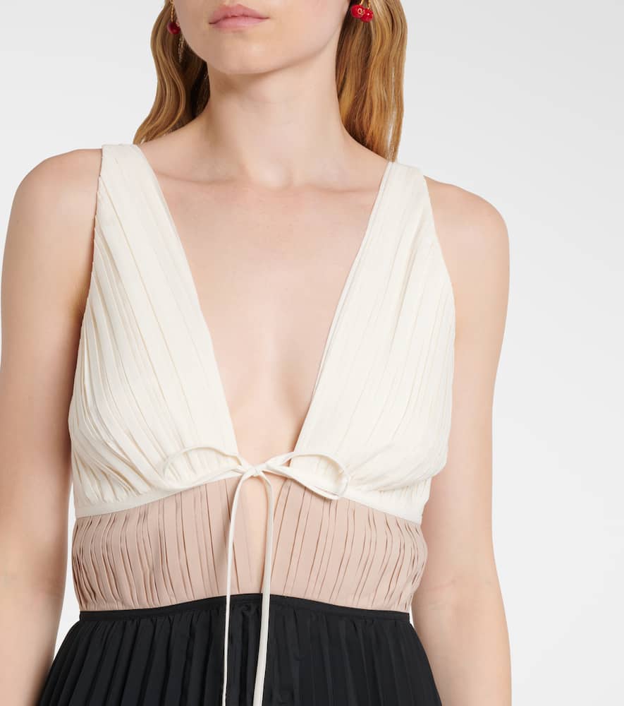 Stephanie pleated poplin midi dress