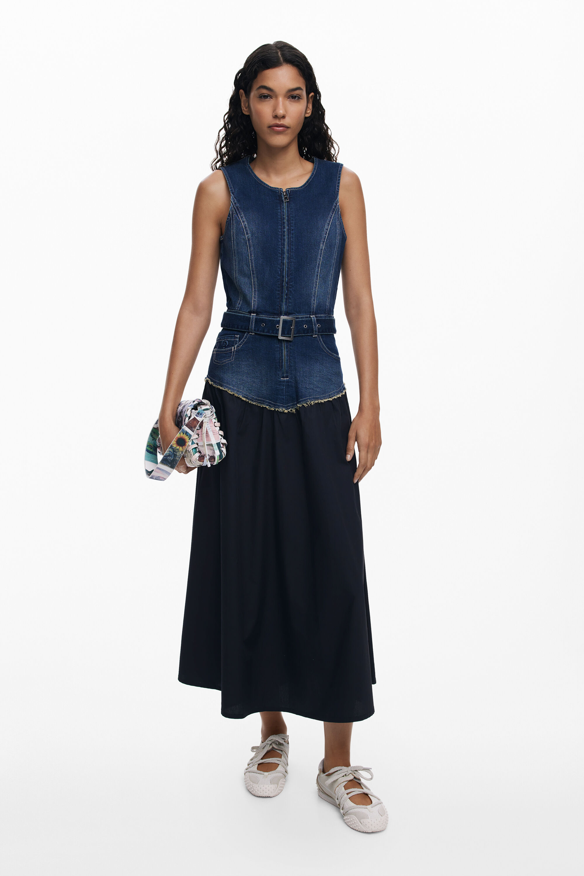 Denim combined dress