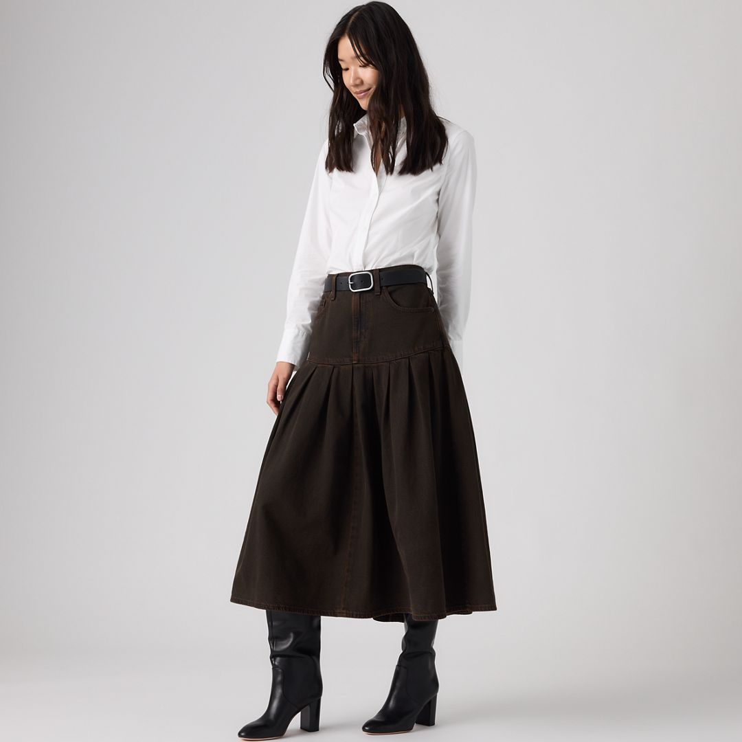 Yoked Pleated Skirt