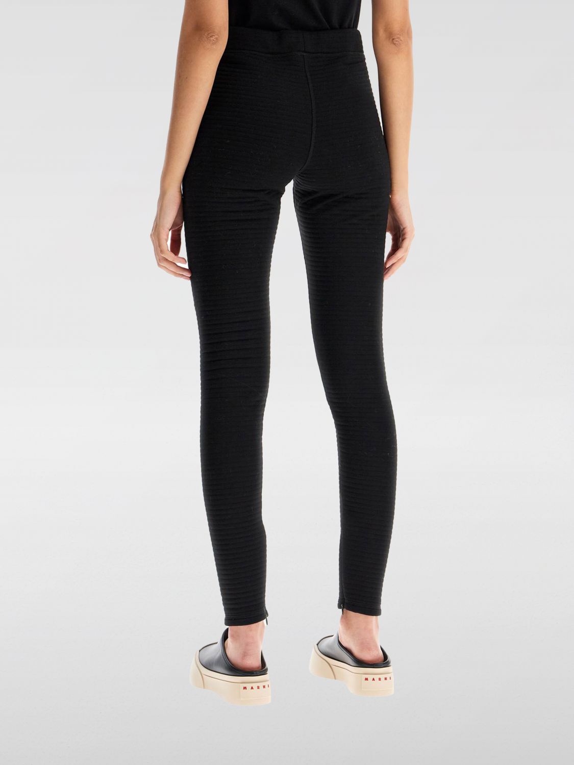 Logo-patch ribbed leggings - Black