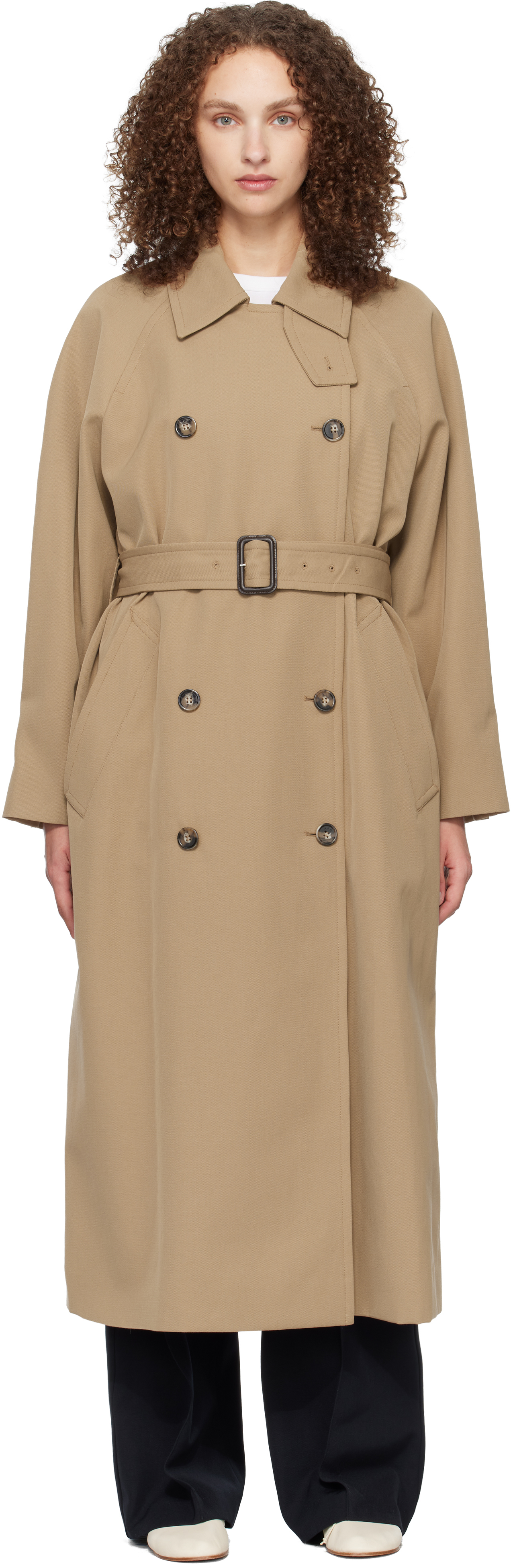 Beige Belted Trench Coat