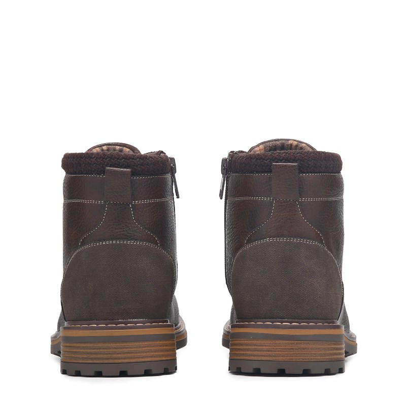 Men's Sebastian Lace Up Side Zip Boots (Brown)